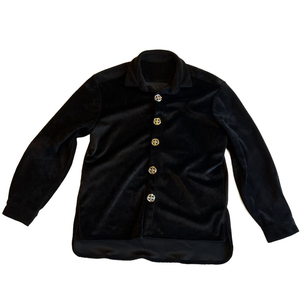 Doctor.M Men's Black Velvet Velour Shirt Jacket Medium M Skull Face
